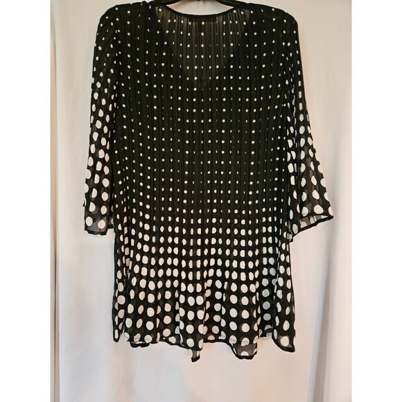 Woman Within  Size 14/16 Black White Polka Dot Crinkle Blouse - Picture 5 of 8